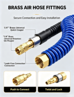 Polyurethane (PU) Recoil Air Hose with Quick Connect Couplers | 1/4″ & 3/8″ (25ft / 50ft) - Image 4