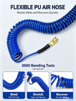 Polyurethane (PU) Recoil Air Hose with Quick Connect Couplers | 1/4″ & 3/8″ (25ft / 50ft) - Image 5