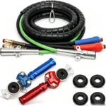 15 FT 3-in-1 Commercial Truck Air Power Line Kit | SAE J1402 Rubber Hoses & 7-Way Electrical Cable