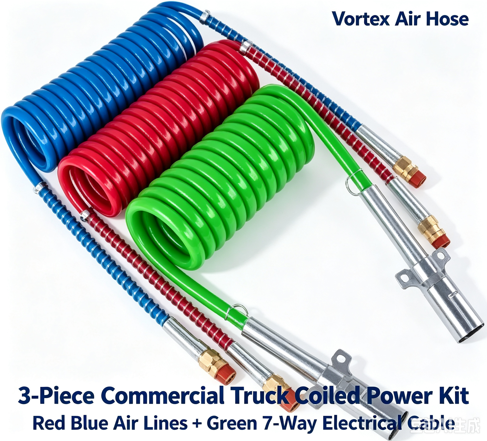 3-piece-coiled-air-brake-hose-electrical-cable-set Commercial Truck Coiled Air Brake Lines & 7-Way Electrical Cord Series (12FT / 15FT) - Image 1
